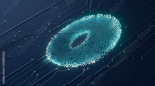 Biometric Security Fingerprint Concept Abstract Digital Render