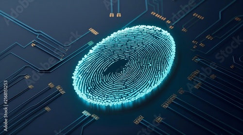 Biometric Security Fingerprint Concept Abstract Digital Render