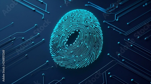 Biometric Security Fingerprint Concept Abstract Digital Render
