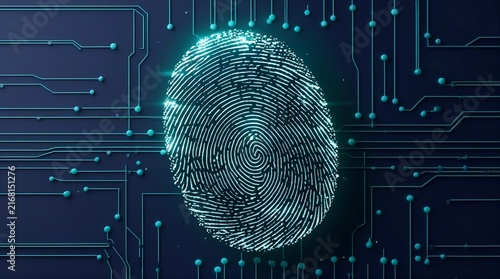 Biometric Security Fingerprint Concept Abstract Digital Render