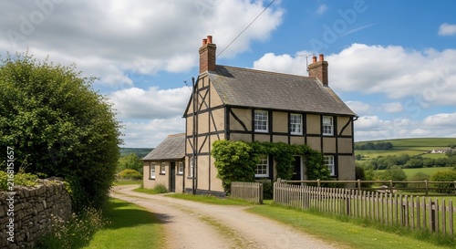 Traditional english cottage exterior day