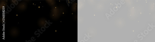 Fotografie Night sky filled with scattered soft golden glowing stars and tiny light points
