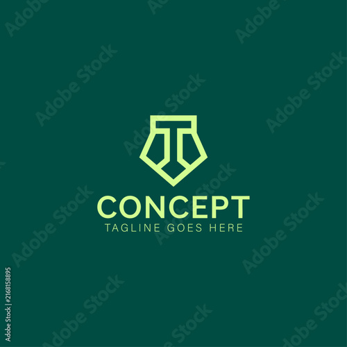Pentagonal Letter T monogram logo design, minimal trendy icon for corporate and security brand.