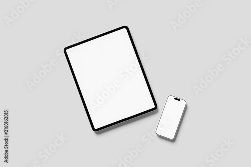 Blank Smartphone and Tablet Mockup - 3D Illustration