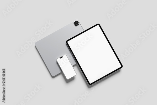 Blank Smartphone and Tablet Mockup - 3D Illustration