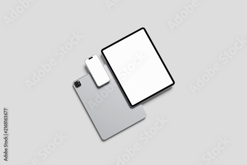 Blank Smartphone and Tablet Mockup - 3D Illustration