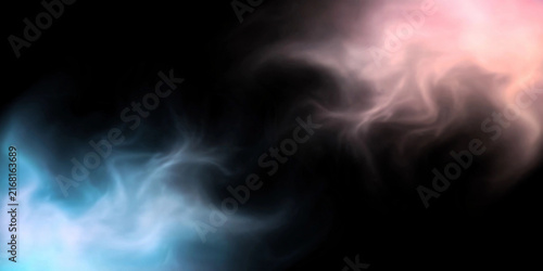 Abstract Ice Blue and Pastel Pink Aura Smoke Background on Black