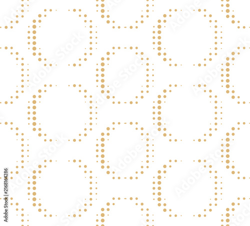 Elegant abstract background with golden dotted rings and crescents
