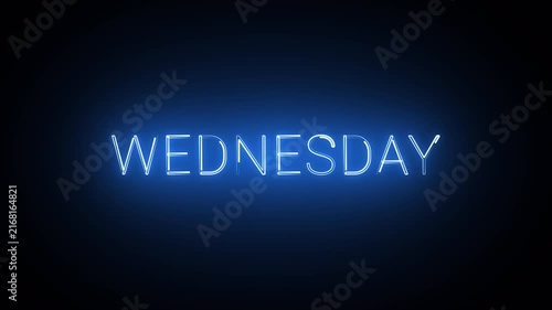 Abstract glowing  text neon on black background animation with alpha channel ,day of week.

