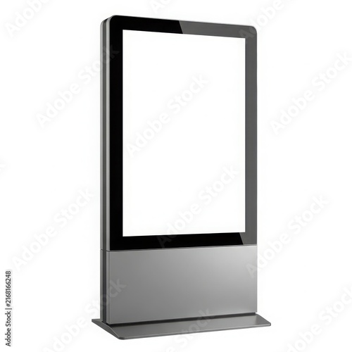 Modern digital screen on a stand isolated on white background