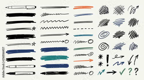 Hand Drawn Marker Strokes and Doodle Annotation Arrow Set