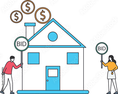 Foto House auction with people bidding on real estate property
