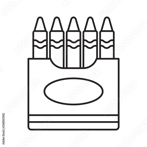 Crayon box vector line icon with editable stroke. Outline illustration of wax crayons in a package.