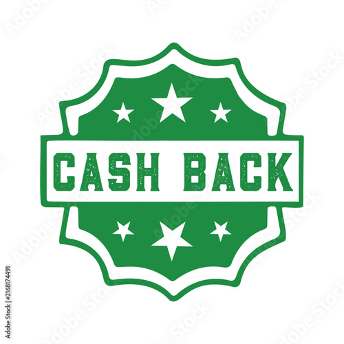 Green cash back badge with stars isolated on white background isolated on transparent background, Vector, illustration