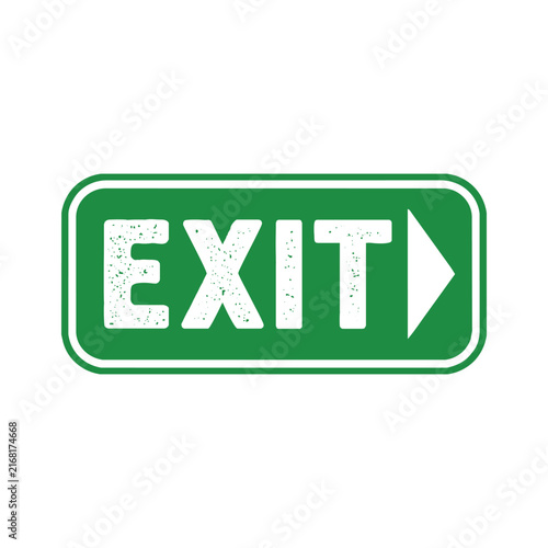 Green exit road sign with arrow pointing right isolated isolated on transparent background, Vector, illustration