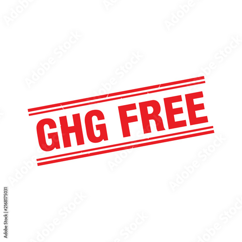 Red ghg free stamp or badge with bold letters isolated on transparent background, Vector, illustration