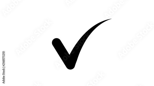 Minimalist black checkmark symbol animation on a clean pure white background, featuring smooth motion, corporate presentations and, success concepts