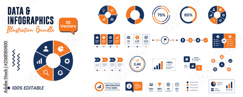 Foto Data and infographic elements for business presentations and reports with editab