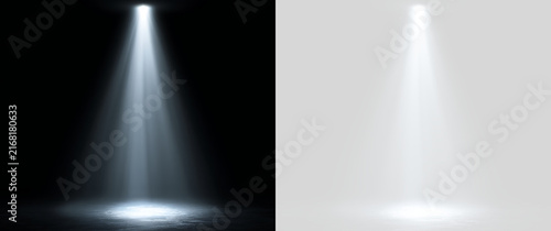Foto Overhead spotlight illuminating wet glossy floor surface