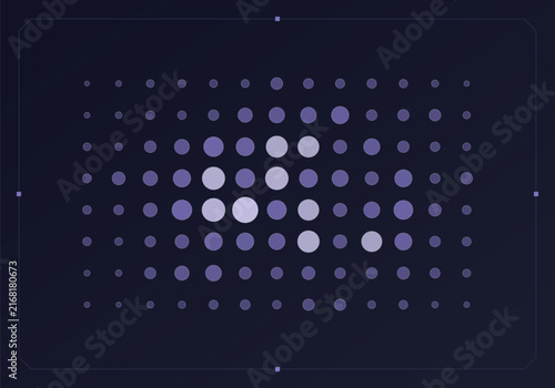 Foto Proportional symbol dot grid with graduated circles on dark background