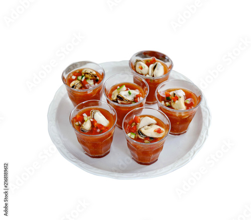 Bild auf Leinwand gazpacho or a seafood cocktail