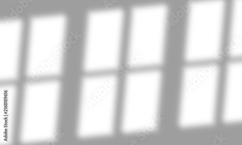 Natural Window Frame Shadow Effect with Soft Summer Light Isolated on Transparent Background