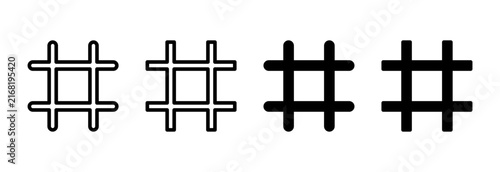 Hashtag icon set vector. hashtag sign and symbol