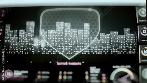 Konstfotografi City security shield monitoring active threats