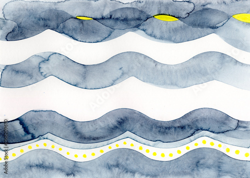 Aquarell Wellen, mit Textfreiraum