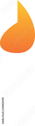 Abstract minimalist orange and yellow flame spark icon isolated on white background for creative illustration