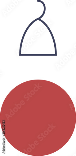 Minimalist abstract female silhouette with red circle and dark blue line art design vector graphic illustration