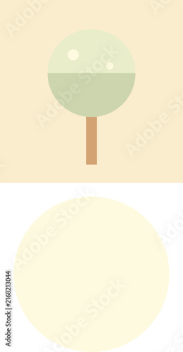 A minimalist flat design geometric tree of life with pale green colors and circles illustration