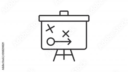 Animated board with business tactic scheme outline icon. Planning animation. Business strategy development. Creating roadmap of growth. Flat line motion graphic loop on transparent white