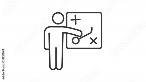 Animated manager conducting presentation outline icon. Strategy vision animation. Entrepreneur showing organization roadmap. Business training. Flat line motion graphic loop on transparent white