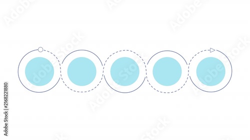 Software development cyan circle animated infographic template. AI tools for programmers 5 step process motion graphic. Empty placeholder animation. Blank diagram layout loop with options