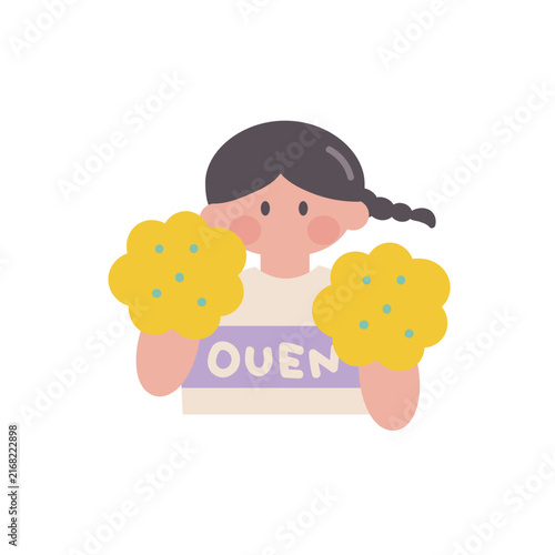応援している女性イラスト人物