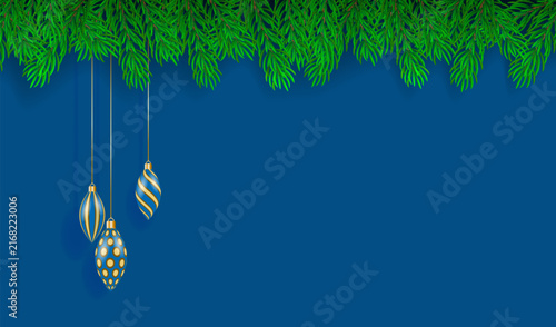 Christmas tree garland with Christmas ornaments