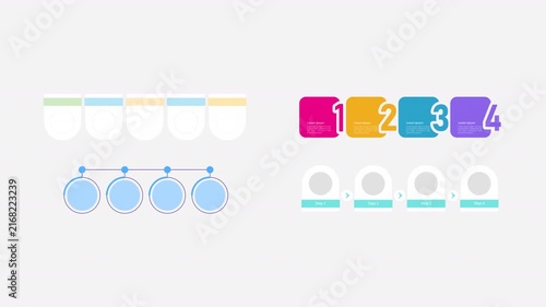 Marketing trends empty infographic template animation set. Business activity performance. Data analytics. Animated diagrams blank design multi-step. Info graphics with options. HD video pack