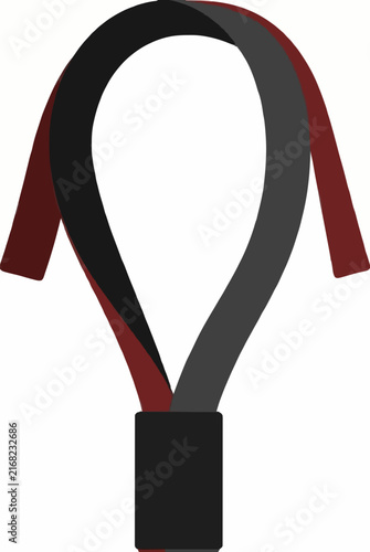 Hand-traced vector icon of resistance band loop set, dual-tone black and red training accessory tied in knot, illustrated sports equipment graphic