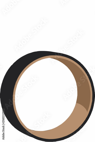 Hand-drawn vector illustration of a circular yoga wheel prop used for backbends, stretching, and balance exercises, shown in a minimal flat design style on a white background