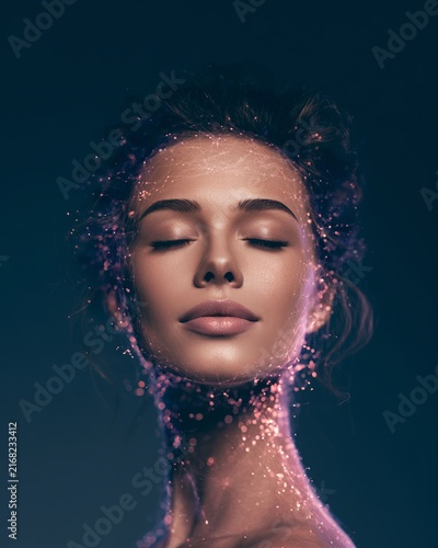 Artificial intelligence face recognition and biometric scanning concept