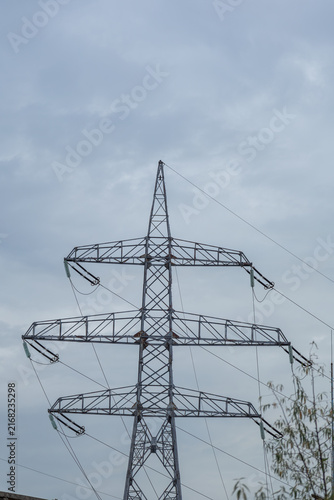 Obraz na płótnie High voltage electricity pylon structure and dramatic sky