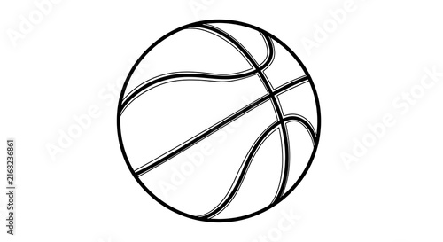 Simple black and white outline illustration of a basketball