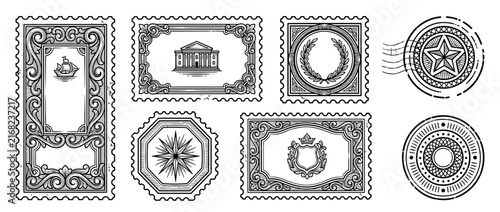 Vintage Postage Stamps Collection Isolated