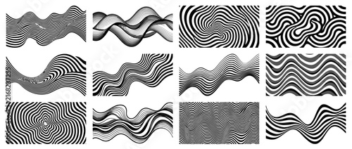 Abstract Wave Patterns, Black and White Optical Illusion Graphics