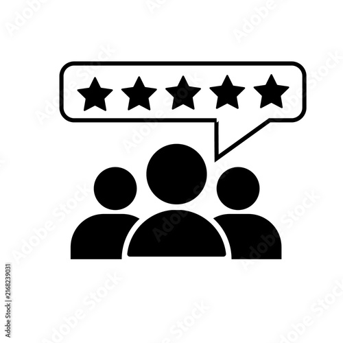 Five star customer review and team feedback icon vector illustration