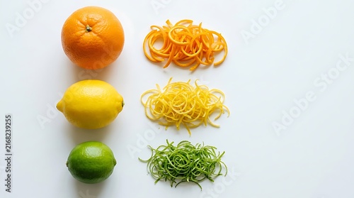Fresh Citrus Zest and Whole Fruits Array Bright Orange, Zesty Lemon, and Tangy Lime Composition
