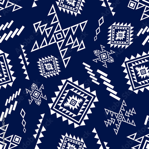 Geometric ethnic Navajo seamless abstract pattern. Native American repeat vector illustration. For background , wallpaper, clothing, decorative, textile, texture, ornament, wrapping, batik