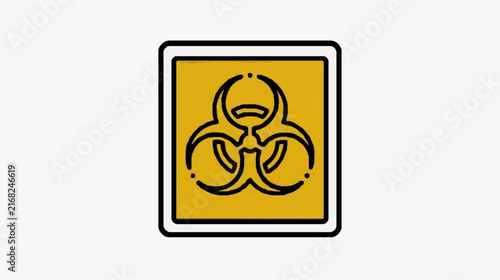 Biohazard Warning Icon Bold Yellow with Black Circular Symbol