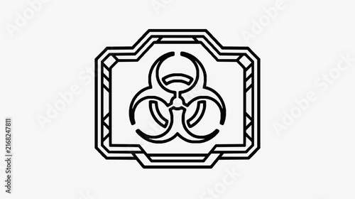 Biohazard Symbol Black and White Minimalist professional high quality